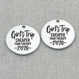Girls Trip Necklace Pendant, Engraved Charms, Custom Charms, 22mm, 5Pcs
