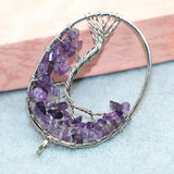Natural Purple Crystal Gravel Oval Pendant Silver Women Party Jewelry