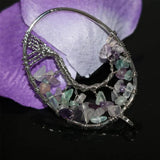 Fluorite Oval Pendant 36*55mm Silver-color Delicate Jewelry