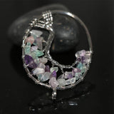 Fluorite Oval Pendant 36*55mm Silver-color Delicate Jewelry