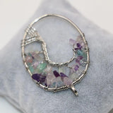 Fluorite Oval Pendant 36*55mm Silver-color Delicate Jewelry