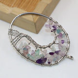 Fluorite Oval Pendant 36*55mm Silver-color Delicate Jewelry