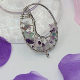 Fluorite Oval Pendant 36*55mm Silver-color Delicate Jewelry