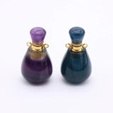 Purple Fluorite Perfume Bottle Stone Pendant Necklace
