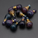 Purple Fluorite Perfume Bottle Stone Pendant Necklace