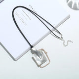 Square Pendant Necklace Geometric Long Chain Women's Jewelry