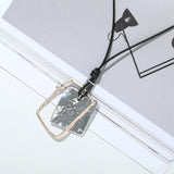 Square Pendant Necklace Geometric Long Chain Women's Jewelry