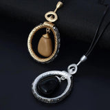 Vintage Long Chains Necklace for Women Suspension Geometric Pendants Jewelry
