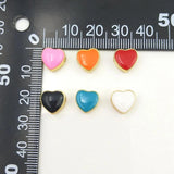 5pcs Multicolor Heart Shape Loose Beads Brass Color DIY Bracelet Supplies