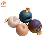 Agates Druzy Pendant Rainbow Geode Drusy Bead Charm for Necklace Making