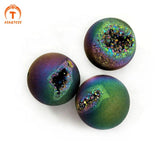 Agates Druzy Pendant Rainbow Geode Drusy Bead Charm for Necklace Making