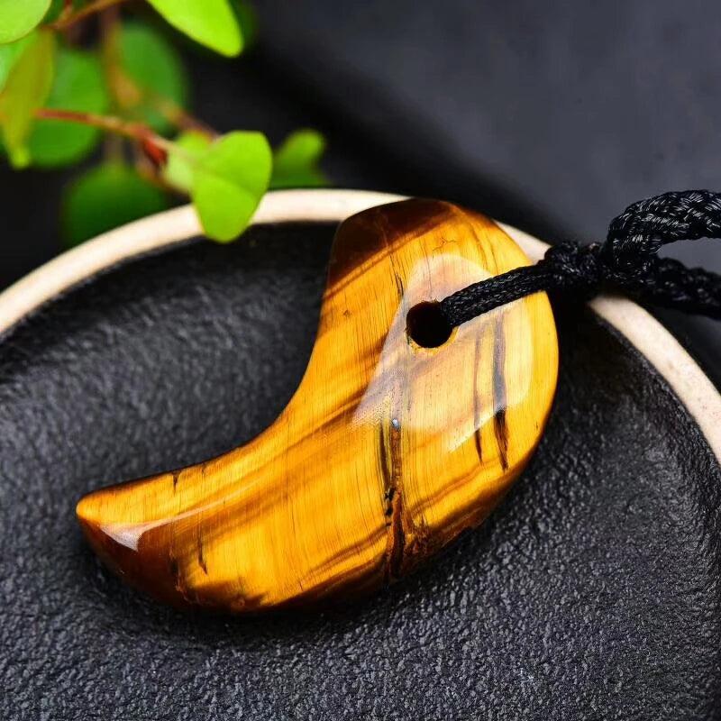 Yellow Tiger Eye Pendant Crystal Necklace Amulet Jewelry