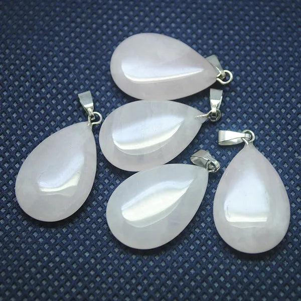 12pcs Rose Quartz Stone Pendant for Earring Making 16x24mm