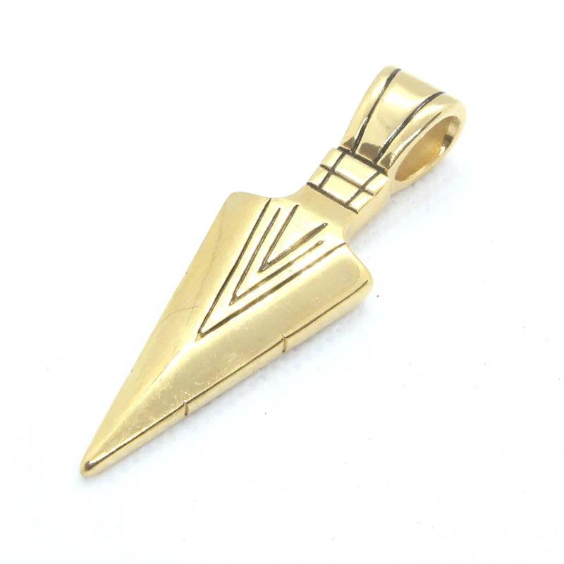 Golden Cone Pendant Man Necklace Stainless Steel