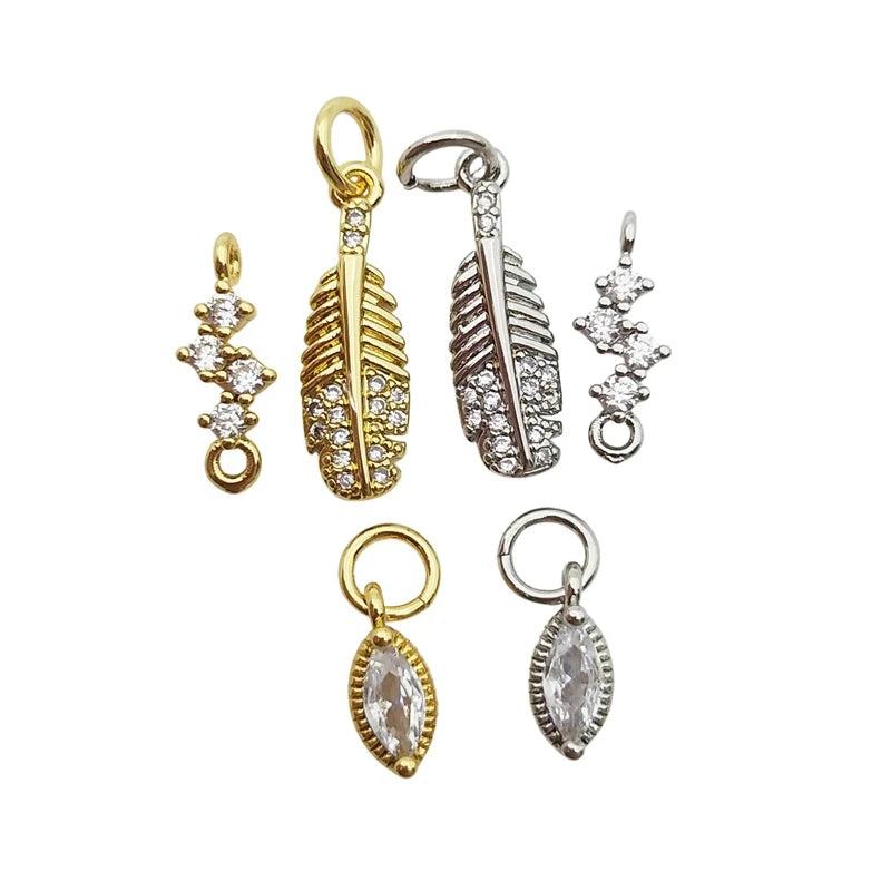 5pcs Silver Plated Leaf Eye Pendant with Micro Cubic Zircon