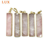 Rose quartz Rectangle pendant Healing Crystal necklace Girlfriend Gift