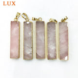 Rose quartz Rectangle pendant Healing Crystal necklace Girlfriend Gift
