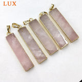 Rose quartz Rectangle pendant Healing Crystal necklace Girlfriend Gift