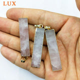 Rose quartz Rectangle pendant Healing Crystal necklace Girlfriend Gift