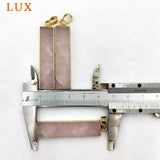 Rose quartz Rectangle pendant Healing Crystal necklace Girlfriend Gift