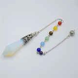 Reiki Healing 7 Chakra Stone Pendulum Dowsing Bead Chain Hexagonal Prism Pyramid