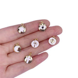 5pcs Brass Plated Round Pendant Charms 10x12mm for Necklace Bracelet Decor
