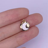 5pcs Brass Plated Round Pendant Charms 10x12mm for Necklace Bracelet Decor