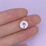 5pcs Brass Plated Round Pendant Charms 10x12mm for Necklace Bracelet Decor