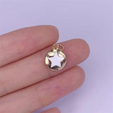 5pcs Brass Plated Round Pendant Charms 10x12mm for Necklace Bracelet Decor