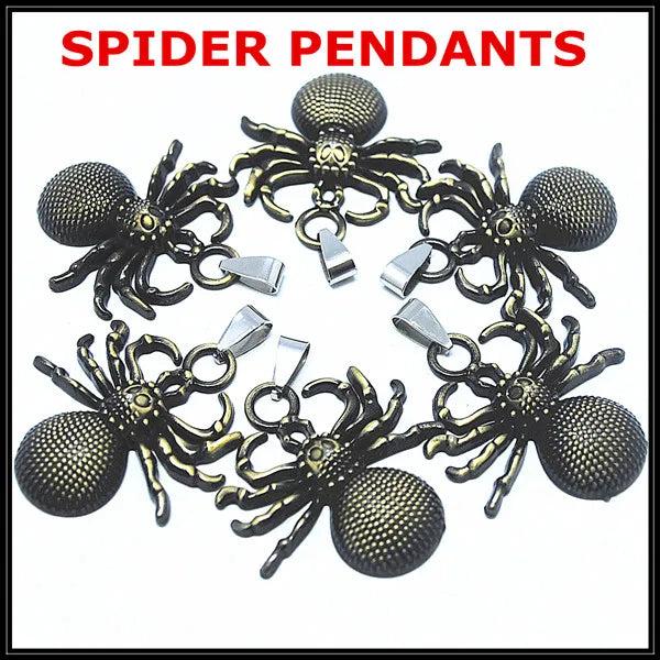 2 PCS Men's Spider Metal Pendants Necklace Charm 33x35mm