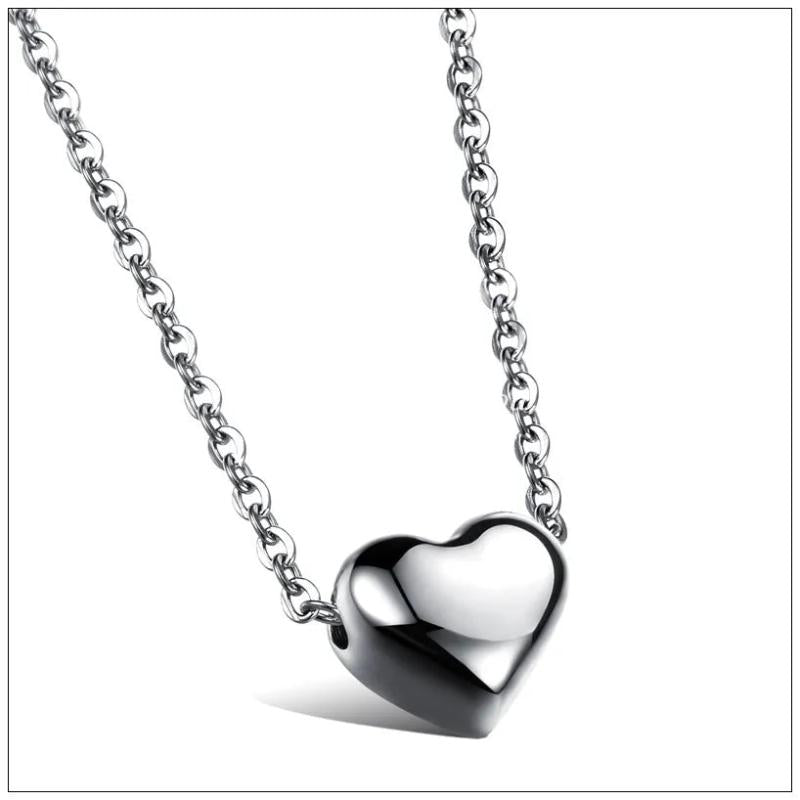 Charming Heart Pendant Necklace, Silver&Rose Tone Chain