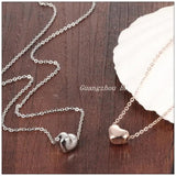 Charming Heart Pendant Necklace, Silver&Rose Tone Chain