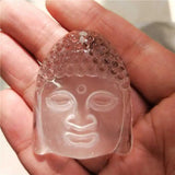 Natural Crystal Stone Buddha Head Pendant + Rope