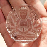 Natural Crystal Stone Buddha Head Pendant Men Women + Rope