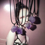 Amethyst Stone Natural Stone Necklace Pendant Locket Chain Jewelry