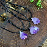 Amethyst Stone Natural Stone Necklace Pendant Locket Chain Jewelry