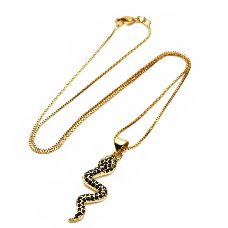 Multi Zircon Snake Pendant Necklace DIY Jewelry