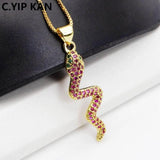Multi Zircon Snake Pendant Necklace DIY Jewelry