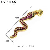 Multi Zircon Snake Pendant Necklace DIY Jewelry