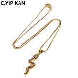 Multi Zircon Snake Pendant Necklace DIY Jewelry