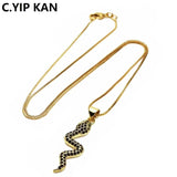Multi Zircon Snake Pendant Necklace DIY Jewelry