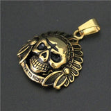 Golden Biker Pendant Live To Ride Skull Pendant