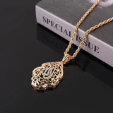 Arabic Royal Allah Pendant Necklace Crystal Mulism Bridal Jewelry