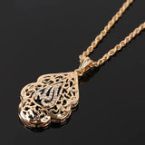 Arabic Royal Allah Pendant Necklace Crystal Mulism Bridal Jewelry