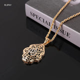 Arabic Royal Allah Pendant Necklace Crystal Mulism Bridal Jewelry