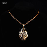 Arabic Royal Allah Pendant Necklace Crystal Mulism Bridal Jewelry
