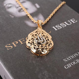 Arabic Royal Allah Pendant Necklace Crystal Mulism Bridal Jewelry