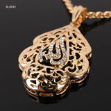 Arabic Royal Allah Pendant Necklace Crystal Mulism Bridal Jewelry