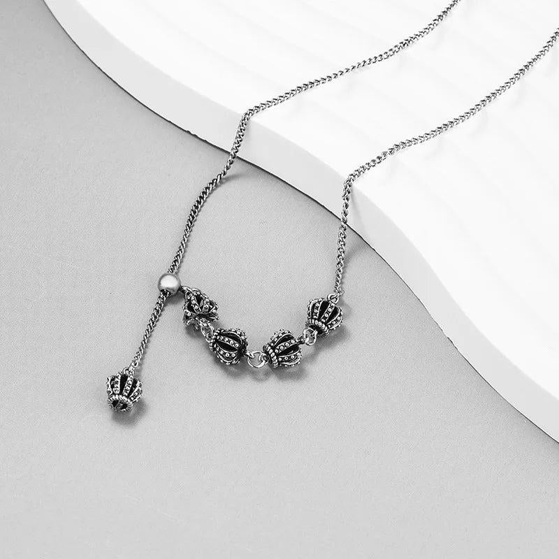 Vintage Crown Women Necklace Retro Sweater Chain Jewelry Grunge