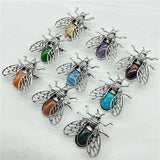 Reiki Ore Crystal Agate Insects Necklace/Brooch Pendant